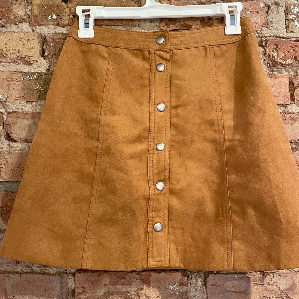 Divided H&M A-line brown faux suede skirt size US 4
